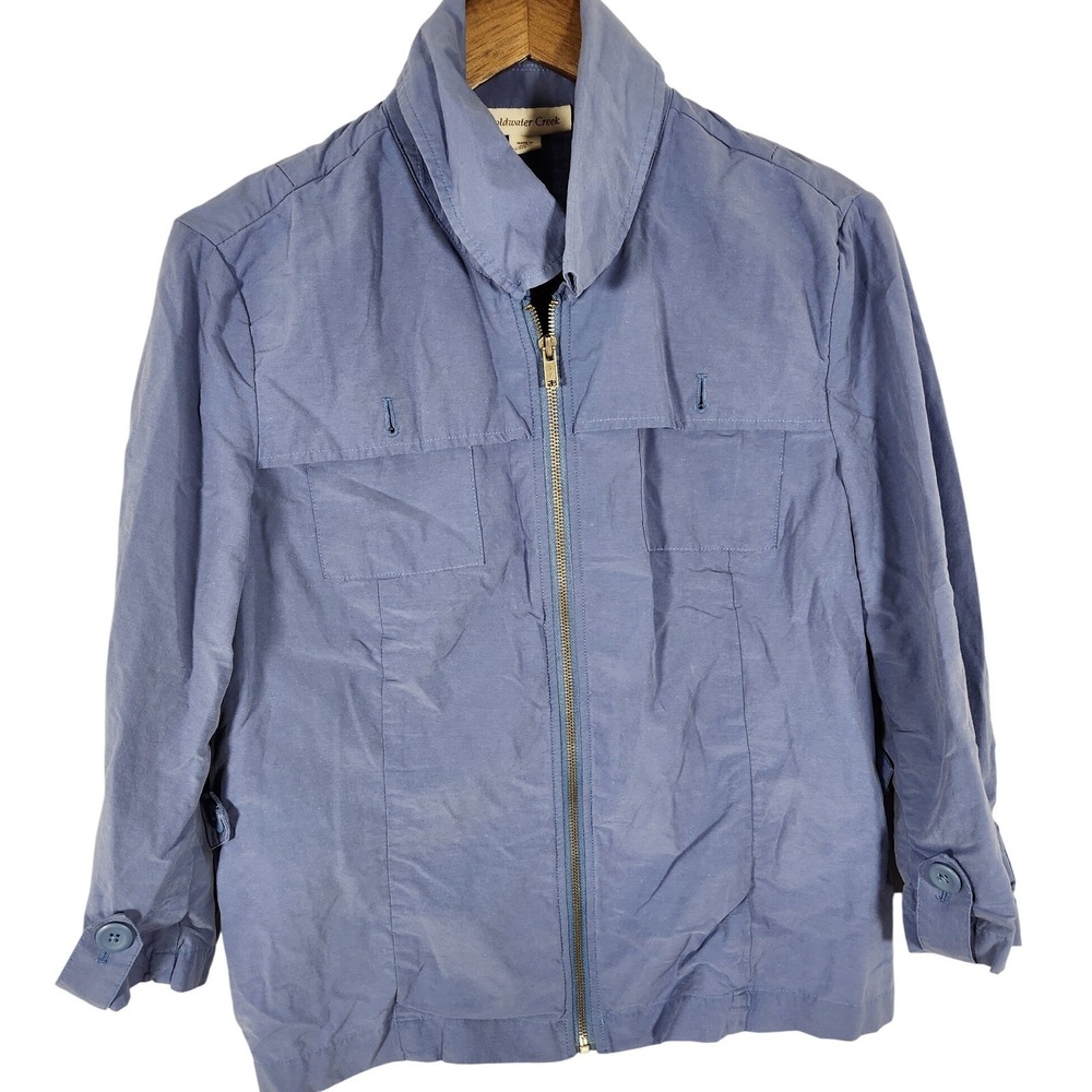 Coldwater Creek Womens Blue Zip Front 3/4 Sleeve Lightweight Jacket Size Large‎